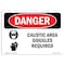 Signmission OSHA Danger Sign, Caustic Area Goggles Required, 24in X 18in Aluminum, 18" H, 24" W, Landscape OS-DS-A-1824-L-1056 - alternate 1